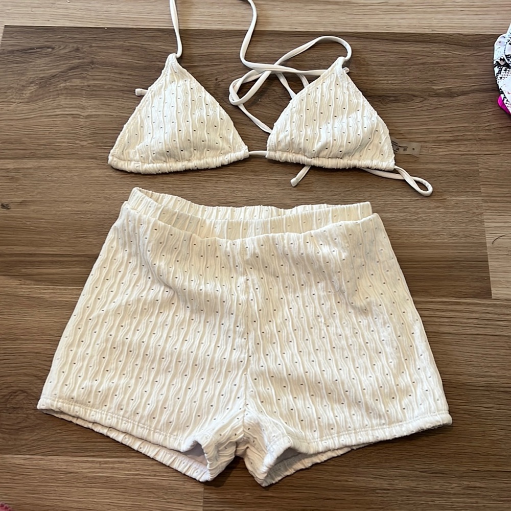 White triangle bikini shorts